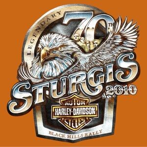 Harley Davidson 2010 Sturgis 70th Anniversary Orange T-Shirt Mens Size Large